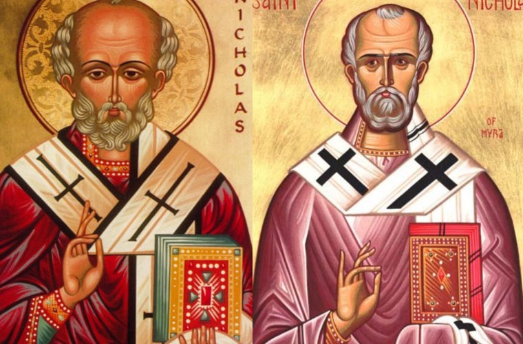 Thánh Nicholas thường được khắc họa với bộ râu trắng dài và chiếc áo choàng đỏ. 