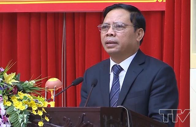 Đồng chí Tô Quang Thu, Phó Chủ nhiệm Ủy ban Kiểm tra Trung ương phát biểu tại hội nghị