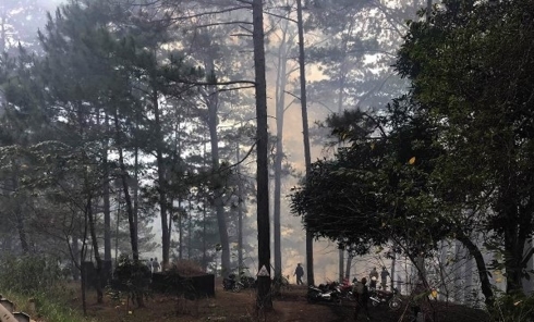  Hiện trường đám cháy rừng trên đèo Prenn.