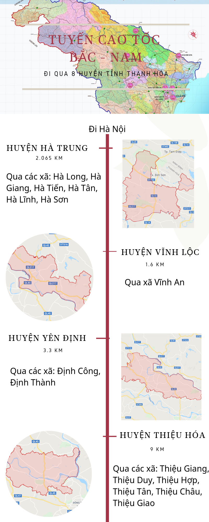 Infographic] Thanh Hóa: Những địa danh Tuyến cao tốc Bắc - Nam đi qua