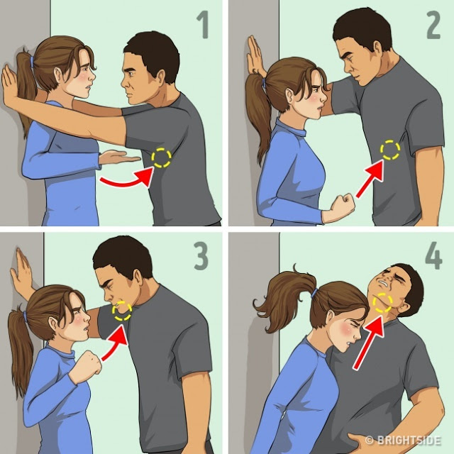 Nếu bạn bị đẩy vào tường, bạn cần phải  nhớ những nơi dễ bị tổn thương nhất và đánh vào một trong số chúng tùy thuộc vào vị trí của bạn.