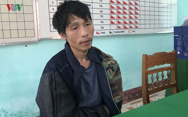 Đối tượng Hồ Văn Liên tại cơ quan công an.