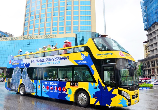 Buýt 2 tầng hiện đại, tiện nghi, đi qua nhiều tuyến, điểm du lịch chính của TP Hạ Long. Ảnh: Báo Quảng Ninh