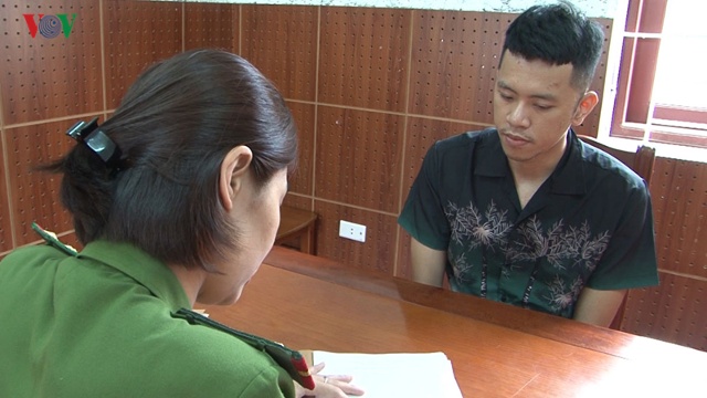 Đối tượng Nguyễn Đắc Thắng tại cơ quan điều tra.