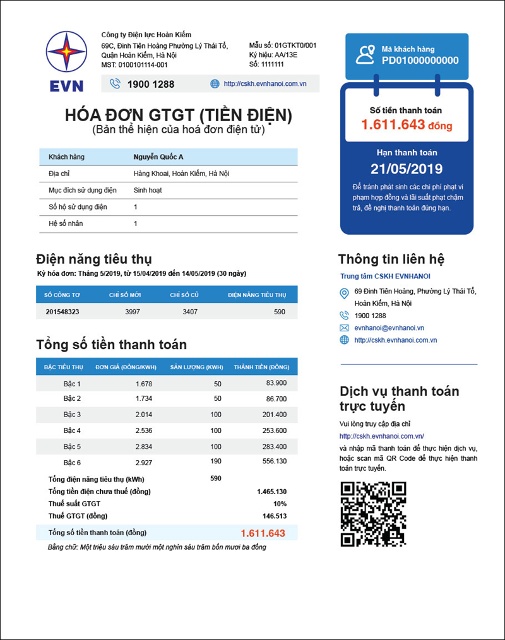 Mẫu hóa đơn tiền điện số 4 đã thu hút số lượt tham gia chọn cao nhất