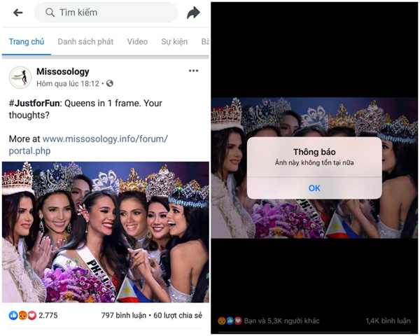  B&agrave;i đăng tr&ecirc;n fanpage của Missosology sau đ&oacute; bị gỡ bỏ.  
