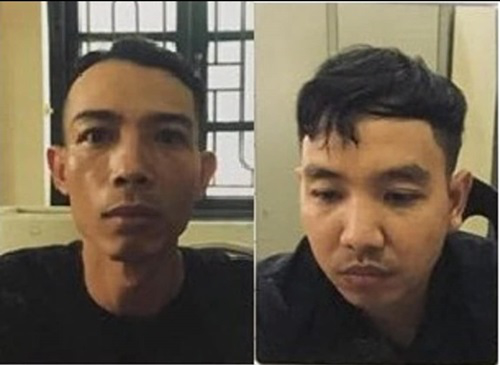 Hai đối tượng Dương và Tú tại cơ quan công an.