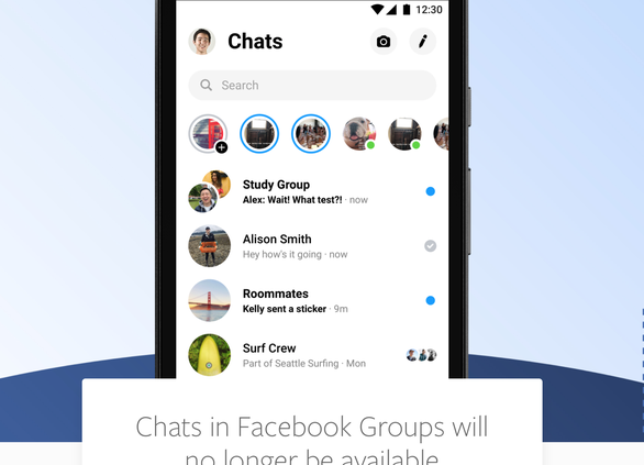 Facebook thông báo dừng tính năng chat trong các trang nhóm. - Ảnh chụp màn hình.