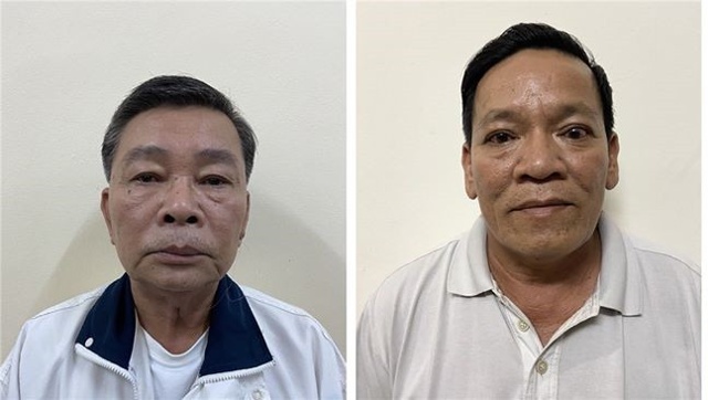 Hai bị can B&ugrave;i Thế Sơn v&agrave; Trần Văn Tấn. (Ảnh: C&ocirc;ng an cung cấp)