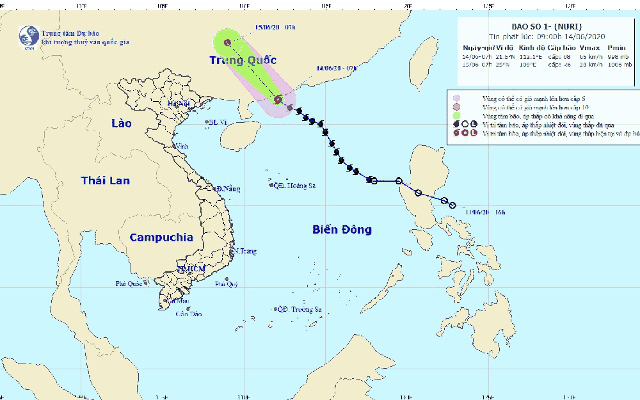 Bão số 1 đi vào tỉnh, Quảng Đông, Trung Quốc suy yêú thành áp thấp nhiệt đới.