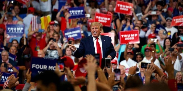 Tổng thống Mỹ Donald Trump tại cuộc vận động tranh cử. Ảnh: AP
