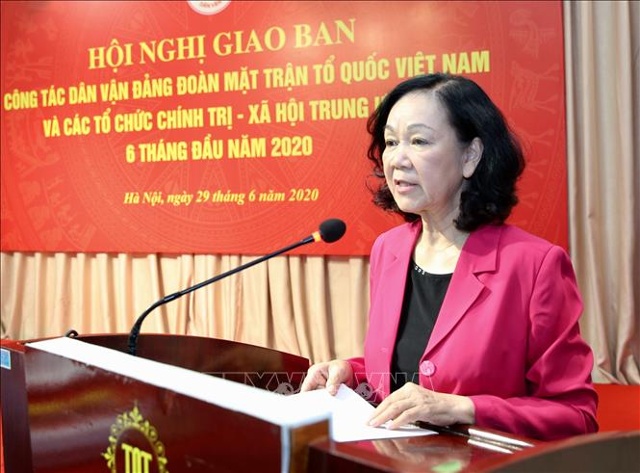 Trưởng Ban Dân vận Trung ương Trương Thị Mai phát biểu tại Hội nghị