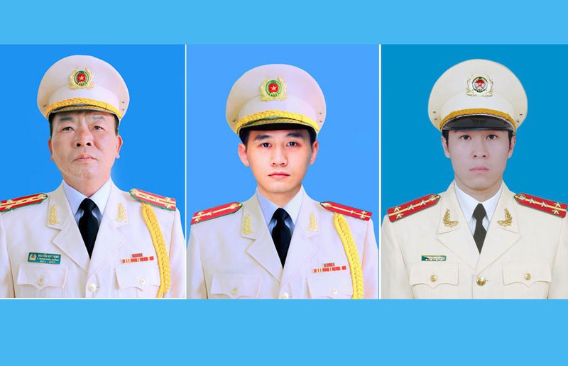 Từ trái qua phải: Đại tá Nguyễn Huy Thịnh, Thượng úy Dương Đức Hoàng Quân, Đại úy Phạm Công Huy.