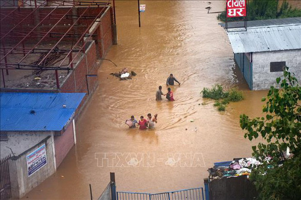 Cảnh ngập lụt tại Kathmandu, Nepal. (Ảnh tư liệu: THX/TTXVN)