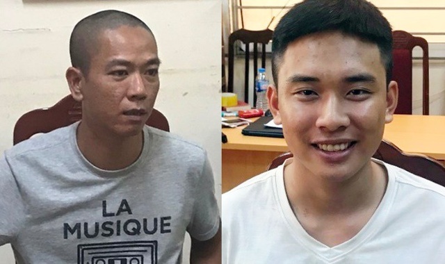 Đối tượng Phùng Hữu Mạnh (trái) và Hoàng Ngọc. 