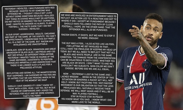 Neymar viết tâm thư trên trang cá nhân. (Ảnh: Daily Mail)