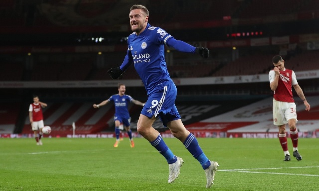Jamie Vardy mang về chiến thắng cho Leicester. (Ảnh: Getty) Jamie Vardy mang về chiến thắng cho Leicester. (Ảnh: Getty)
