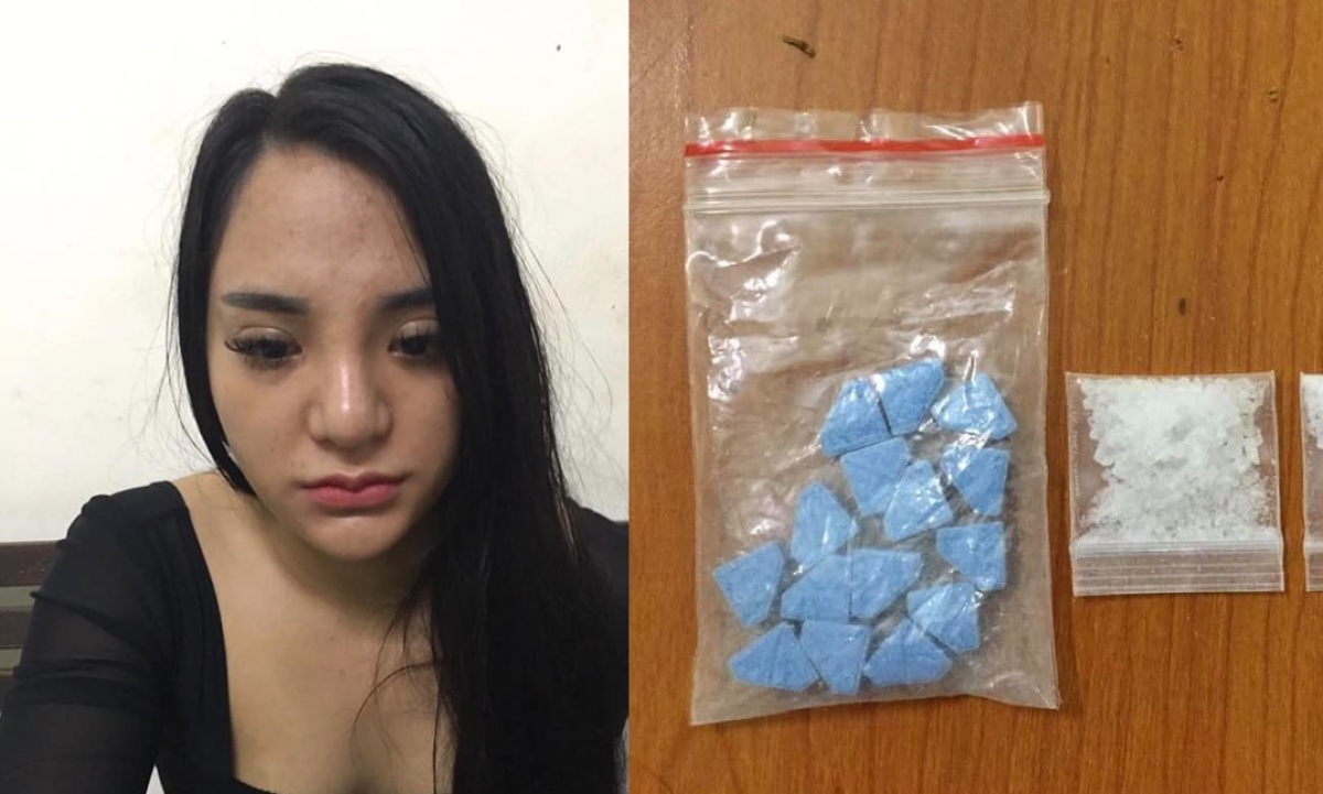 Đối tượng Trần Thị Mỹ Duy&ecirc;n c&ugrave;ng tang vật.