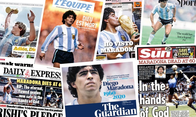 Báo chí thế giới dành nhiều đất để viết về Maradona