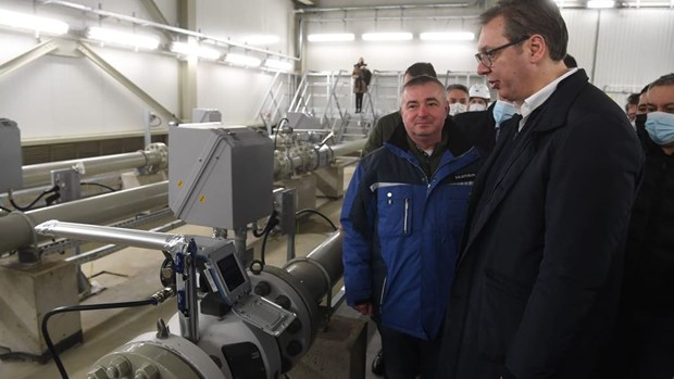Tổng thống Serbia Aleksandar Vucic khai trương tuyến đường ống dẫn khí đốt chạy qua nước này. (Ảnh: Phủ Tổng thống Serbia)
