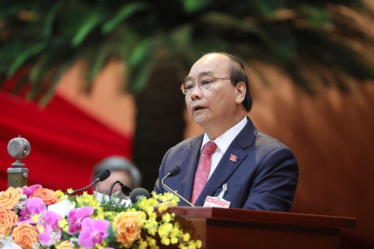 Thủ tướng Nguyễn Xuân Phúc đọc Diễn văn khai mạc Đại hội đại biểu toàn quốc lần thứ XIII của Đảng. (Ảnh: TTXVN)