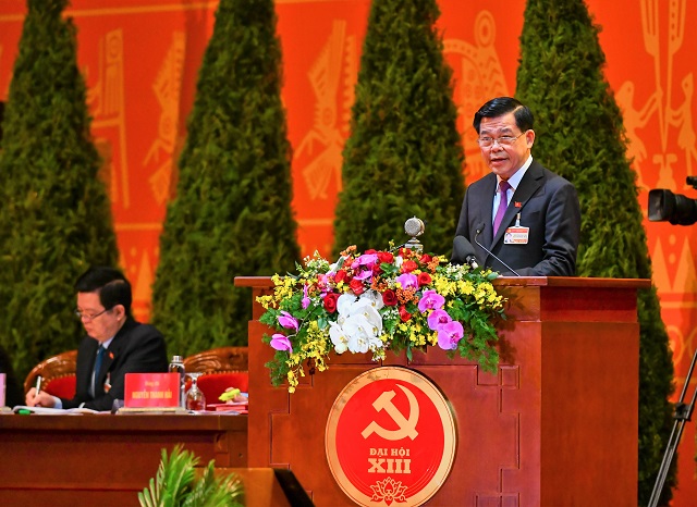 Đồng chí Nguyễn Hồng Lĩnh, Ủy viên Trung ương Đảng, Phó Trưởng Ban Dân vận Trung ương tham luận tại Đại hội XIII. Ảnh: VGP/Nhật Bắc