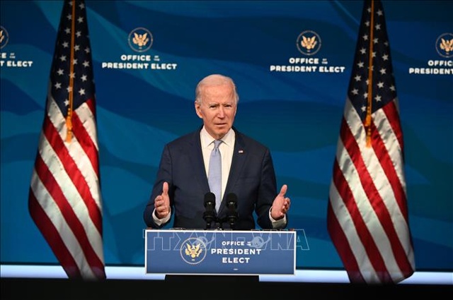 Tổng thống đắc cử Mỹ Joe Biden phát biểu tại Wilmington, Delaware, ngày 6/1/2021. Ảnh: AFP/TTXVN