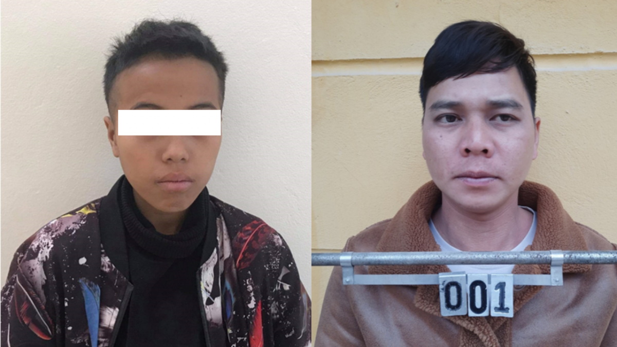 Đối tượng Hoàng Văn Sơn (trái) và đối tượng Đinh Thiện Chiều