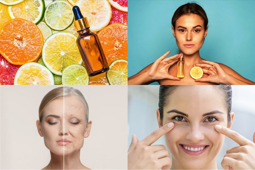 Serum Vitamin C mang đến nhiều công dụng dưỡng da như: Dưỡng ẩm, dưỡng trắng, bảo vệ da khỏi tác hại của tia UV,... Đồ họa: Ngọc Trâm