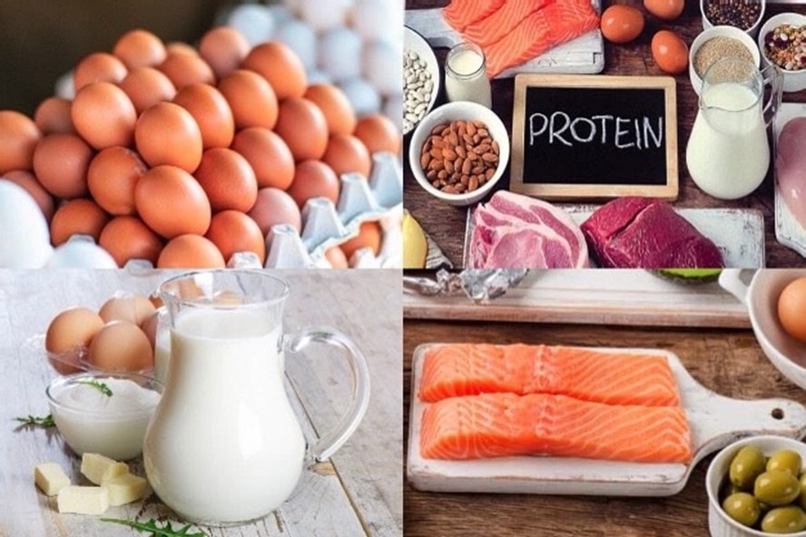 Bổ sung những thực phẩm giàu protein như sữa, trứng, thịt bò là phương pháp hiệu quả giúp cơ thể tăng chiều cao một cách tự nhiên. Ảnh đồ họa: Minh Anh