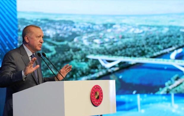 Tổng thống Thổ Nhĩ Kỳ Recep Tayyip Erdogan phát biểu tại lễ khởi công dự án. (Nguồn: Reuters)