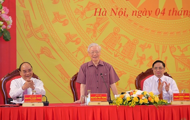Tổng Bí thư Nguyễn Phú Trọng ghi nhận, đánh giá cao sự nỗ lực, cố gắng phấn đấu của Đảng bộ Công an Trung ương trong lãnh đạo, chỉ đạo toàn diện các mặt công tác Công an nhiệm kỳ 2015-2020