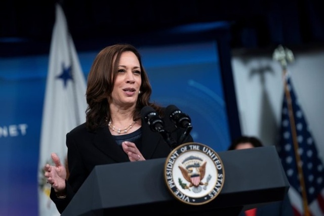 Phó Tổng thống Mỹ Kamala Harris phát biểu trong một sự kiện. (Ảnh: AP)