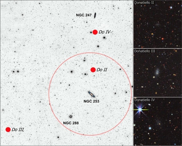 Vị tr&iacute; của 3 thi&ecirc;n h&agrave; l&ugrave;n mới ph&aacute;t hiện. Ảnh: Viện Vật l&yacute; Thi&ecirc;n văn Andalusia
