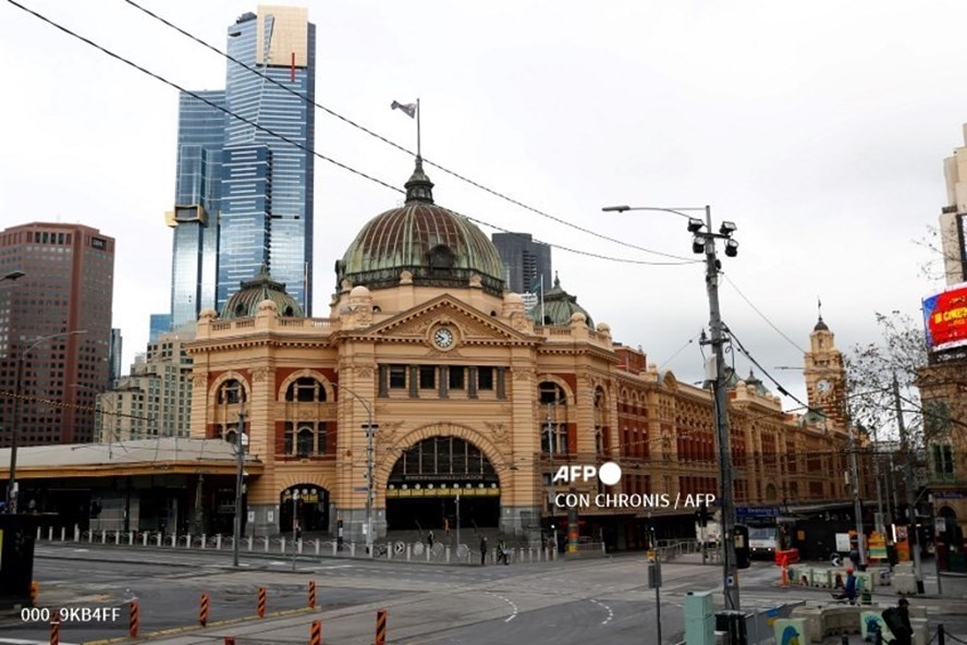Một góc thành phố Melbourne, Australia, ngày 6.8. Ảnh: AFP
