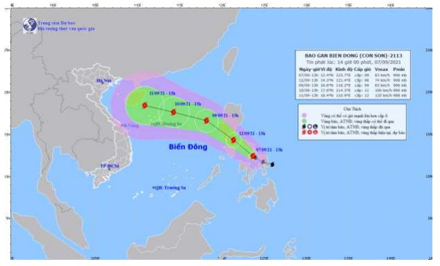 Hướng di chuyển của BÃO CONSON
