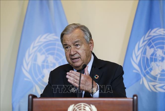 Tổng thư ký Liên hợp quốc Antonio Guterres phát biểu tại cuộc họp LHQ ở New York, Mỹ, ngày 20/9/2021. Ảnh: THX/TTXVN