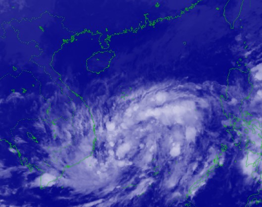 Hình ảnh vị trí tâm áp thấp nhiệt đới (lúc 18h ngày 25/10) - Ảnh Trung tâm Dự báo khí tượng thủy văn quốc gia