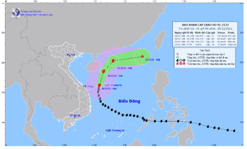 Đường đi của b&atilde;o số 9.