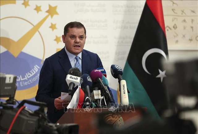 Thủ tướng lâm thời Libya Abdelhamid Dbeibah phát biểu tại Tripoli, ngày 21/11/2021. Ảnh tư liệu: AFP/TTXVN