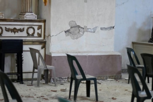 Trận động đất gây thiệt hại cho nhà thờ San Juan Obispo ở Amatitlan, phía nam thành phố Guatemala. Ảnh: AFP
