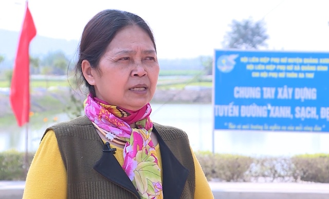 Bà Lê Thị Thảo, Chi hội phó - Chi hội phụ nữ Thôn Xa Thư, xã Quảng Bình, huyện Quảng Xương, Thanh Hóa: Chúng tôi thực hiện nhiều mô hình như mô hình nhà sạch vườn đẹp, chung tay với Hội Cựu chiến binh chăm sóc bồn hoa cây cảnh, phối hợp với các cháu đoàn viên thanh niên tham gia công tác giữ gìn vệ sinh môi trường mỗi chiều thứ 7 hàng tuần.