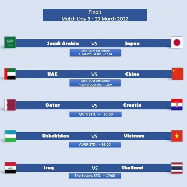 Lịch thi đấu vòng 3 giải U23 Dubai Cup 2022. Ảnh: VFF