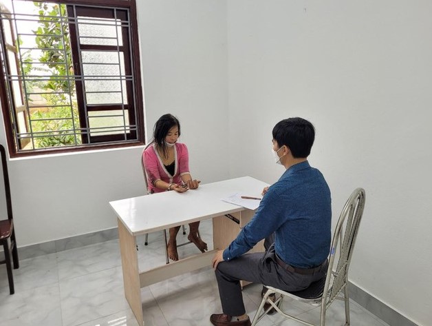Đối tượng Hà tại cơ quan công an