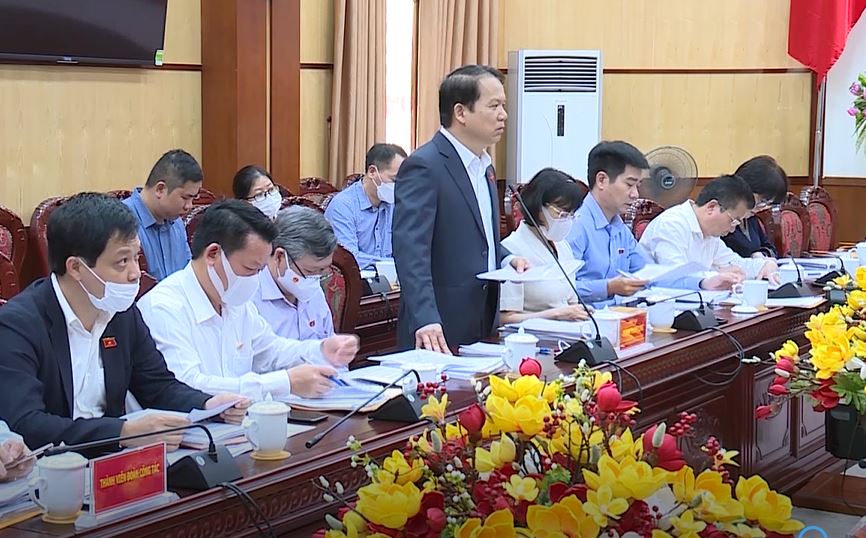 Chủ nhiệm Ủy ban Pháp luật của Quốc hội Hoàng Thanh Tùng phát biểu kết luận buổi làm việc.