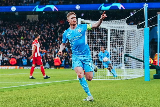 Kevin De Bruyne ăn mừng b&agrave;n mở tỉ số. Ảnh: MCFC
