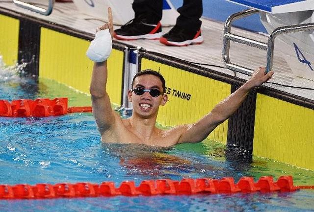 Huy Hoàng giành 2 HCV cho đội tuyển bơi Việt Nam ở ngày thi đấu cuối cùng tại SEA Games 31. Ảnh: Hoàng Nam