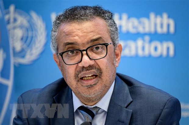 Tổng Giám đốc Tổ chức Y tế thế giới (WHO) Tedros Adhanom Ghebreyesus tại cuộc họp báo ở Geneva, Thụy Sĩ.