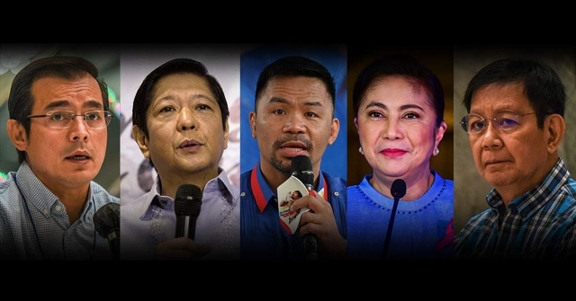 5 ứng viên hàng đầu trong 10 ứng viên tranh cử Tổng thống Philippines 2022: Từ trái qua: Francisco Domagoso, Ferdinand Marcos Jr, Manny Pacquiao, Leni Robredo và Panfilo Lacson. Ảnh: AFP