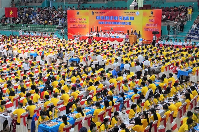 Giải Vô địch Cờ vua trẻ Quốc gia 2022 tổ chức tại Bà Rịa - Vũng Tàu thu hút hơn 1.100 kỳ thủ tham dự. Ảnh: T.A